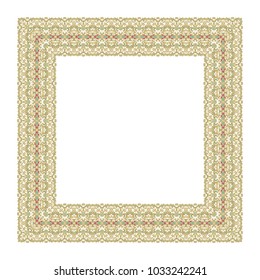 Ornamental square vector frame on white background