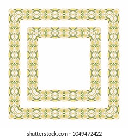 Ornamental square vector frame on white backgorund