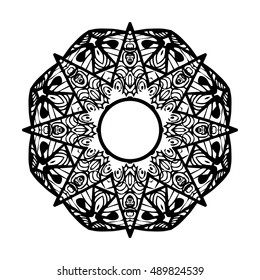 Ornamental star or Ethnic mandala.Mandala for coloring book.