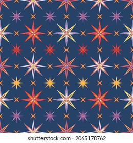 Ornamental stars seamless pattern design