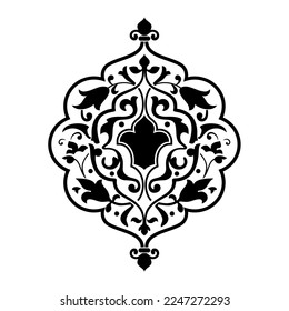 Zierschablone im persischen Stil. Stift für die Innendekoration. Malerei an Wänden, Fußböden, Decken.
