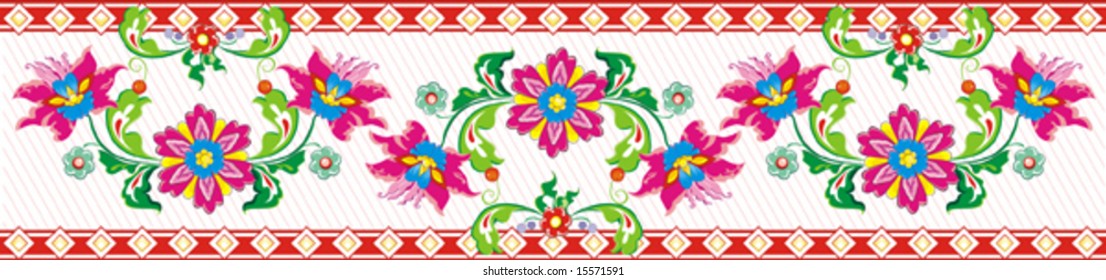 Ornamental stripe, decorative flourishes element, vector pattern (borders) that is used in sewing and arts.