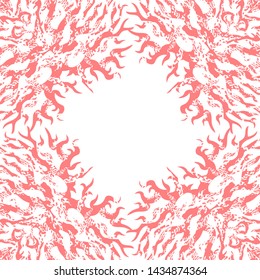 Ornamental stylized colored frame with abstract textured sea corals. Hand drawn vector graphic. Element for design ocean background, print, poster, banner, textile, greeting card.
