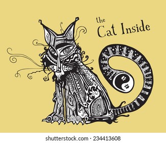 ornamental stylized drawing fantastic cat