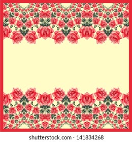 Ornamental summer floral seamless pattern (roses). Vector illustration.
