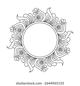 Ornamental swirl lotus mandala coloring book page