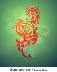 Ornamental swirls as design element with flares on backdrop