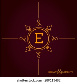 ornamental symbol with letter, elegant elements concept