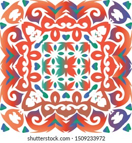 Ornamental talavera mexico tiles decor. Minimal design. Vector seamless pattern poster. Red gorgeous flower folk print for linens, smartphone cases, scrapbooking, bags or T-shirts.