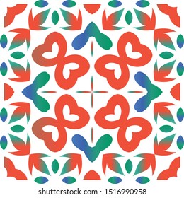 Ornamental talavera mexico tiles decor. Vector seamless pattern theme. Colored design. Red gorgeous flower folk print for linens, smartphone cases, scrapbooking, bags or T-shirts.