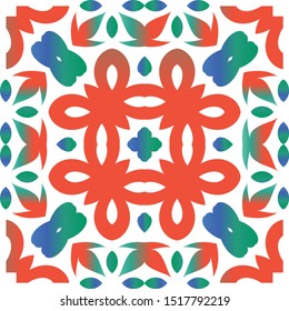 Ornamental talavera mexico tiles decor. Modern design. Vector seamless pattern concept. Red gorgeous flower folk print for linens, smartphone cases, scrapbooking, bags or T-shirts.