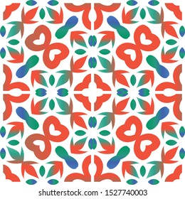 Ornamental talavera mexico tiles decor. Vector seamless pattern trellis. Hand drawn design. Red gorgeous flower folk print for linens, smartphone cases, scrapbooking, bags or T-shirts.