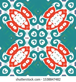 Ornamental talavera mexico tiles decor. Vector seamless pattern collage. Kitchen design. Red gorgeous flower folk print for linens, smartphone cases, scrapbooking, bags or T-shirts.