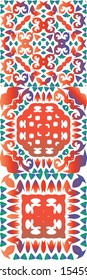 Ornamental talavera mexico tiles decor. Universal design. Collection of vector seamless patterns. Red gorgeous flower folk prints for linens, smartphone cases, scrapbooking, bags or T-shirts.