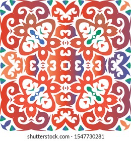 Ornamental talavera mexico tiles decor. Fashionable design. Vector seamless pattern texture. Red gorgeous flower folk print for linens, smartphone cases, scrapbooking, bags or T-shirts.