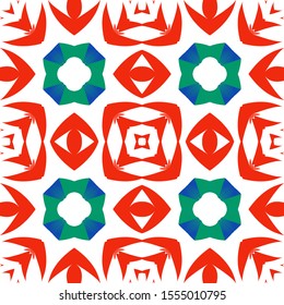 Ornamental talavera mexico tiles decor. Vector seamless pattern frame. Bathroom design. Red gorgeous flower folk print for linens, smartphone cases, scrapbooking, bags or T-shirts.