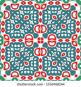 Ornamental talavera mexico tiles decor. Kitchen design. Vector seamless pattern poster. Red gorgeous flower folk print for linens, smartphone cases, scrapbooking, bags or T-shirts.