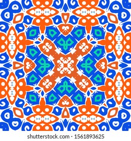 Ornamental talavera mexico tiles decor. Kitchen design. Vector seamless pattern poster. Red gorgeous flower folk print for linens, smartphone cases, scrapbooking, bags or T-shirts.