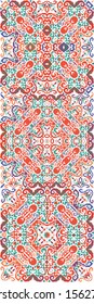 Ornamental talavera mexico tiles decor. Original design. Set of vector seamless patterns. Red gorgeous flower folk prints for linens, smartphone cases, scrapbooking, bags or T-shirts.