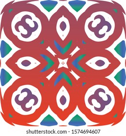 Ornamental talavera mexico tiles decor. Vector seamless pattern theme. Modern design. Red gorgeous flower folk print for linens, smartphone cases, scrapbooking, bags or T-shirts.