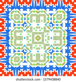 Ornamental talavera mexico tiles decor. Modern design. Vector seamless pattern template. Red gorgeous flower folk print for linens, smartphone cases, scrapbooking, bags or T-shirts.