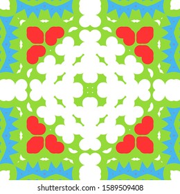 Ornamental talavera mexico tiles decor. Vector seamless pattern collage. Kitchen design. Red gorgeous flower folk print for linens, smartphone cases, scrapbooking, bags or T-shirts.