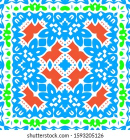 Ornamental talavera mexico tiles decor. Creative design. Vector seamless pattern elements. Red gorgeous flower folk print for linens, smartphone cases, scrapbooking, bags or T-shirts.