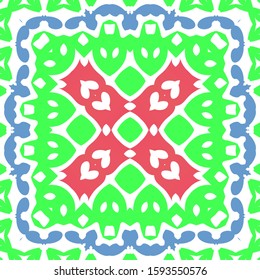 Ornamental talavera mexico tiles decor. Modern design. Vector seamless pattern template. Red gorgeous flower folk print for linens, smartphone cases, scrapbooking, bags or T-shirts.