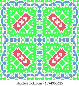 Ornamental talavera mexico tiles decor. Modern design. Vector seamless pattern template. 