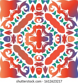Ornamental talavera mexico tiles decor. Vector seamless pattern collage. Stylish design. Red gorgeous flower folk print for linens, smartphone cases, scrapbooking, bags or T-shirts.