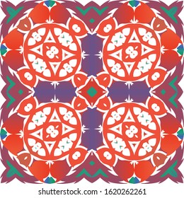 Ornamental talavera mexico tiles decor. Kit of vector seamless patterns. Graphic design. Red gorgeous flower folk prints for linens, smartphone cases, scrapbooking, bags or T-shirts.
