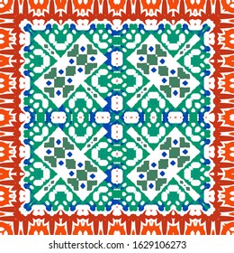 Ornamental talavera mexico tiles decor. Modern design. Vector seamless pattern template. Red gorgeous flower folk print for linens, smartphone cases, scrapbooking, bags or T-shirts.