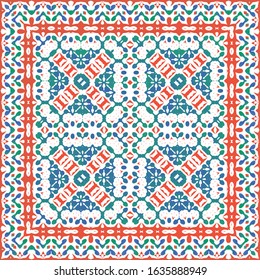 Ornamental talavera mexico tiles decor. Creative design. Vector seamless pattern elements. Red gorgeous flower folk print for linens, smartphone cases, scrapbooking, bags or T-shirts.