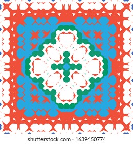 Ornamental talavera mexico tiles decor. Creative design. Vector seamless pattern elements. Red gorgeous flower folk print for linens, smartphone cases, scrapbooking, bags or T-shirts.