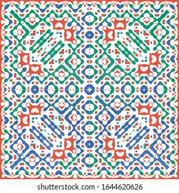 Ornamental talavera mexico tiles decor. Creative design. Vector seamless pattern elements. Red gorgeous flower folk print for linens, smartphone cases, scrapbooking, bags or T-shirts.