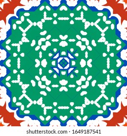 Ornamental talavera mexico tiles decor. Modern design. Vector seamless pattern template. Red gorgeous flower folk print for linens, smartphone cases, scrapbooking, bags or T-shirts.