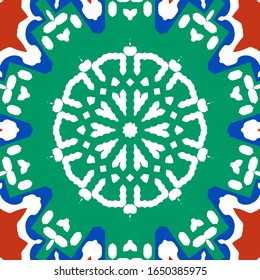 Ornamental talavera mexico tiles decor. Modern design. Vector seamless pattern template. Red gorgeous flower folk print for linens, smartphone cases, scrapbooking, bags or T-shirts.