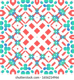 Ornamental talavera mexico tiles decor. Graphic design. Vector seamless pattern flyer. Red gorgeous flower folk print for linens, smartphone cases, scrapbooking, bags or T-shirts.