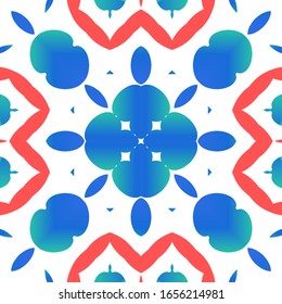 Ornamental talavera mexico tiles decor. Graphic design. Vector seamless pattern flyer. Red gorgeous flower folk print for linens, smartphone cases, scrapbooking, bags or T-shirts.