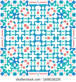 Ornamental talavera mexico tiles decor. Creative design. Vector seamless pattern elements. Red gorgeous flower folk print for linens, smartphone cases, scrapbooking, bags or T-shirts.