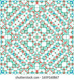 Ornamental talavera mexico tiles decor. Creative design. Vector seamless pattern elements. Red gorgeous flower folk print for linens, smartphone cases, scrapbooking, bags or T-shirts.