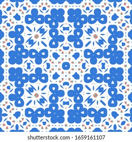 Ornamental talavera mexico tiles decor. Graphic design. Vector seamless pattern flyer. Red gorgeous flower folk print for linens, smartphone cases, scrapbooking, bags or T-shirts.