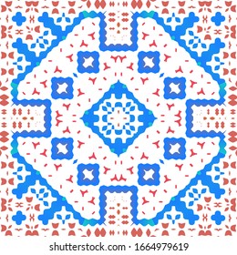 Ornamental talavera mexico tiles decor. Creative design. Kit of vector seamless patterns. Red gorgeous flower folk prints for linens, smartphone cases, scrapbooking, bags or T-shirts.