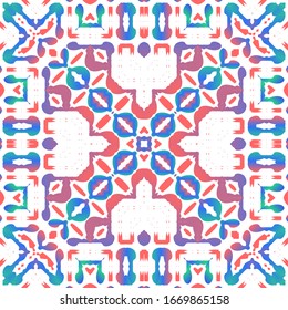 Ornamental talavera mexico tiles decor. Creative design. Vector seamless pattern elements. Red gorgeous flower folk print for linens, smartphone cases, scrapbooking, bags or T-shirts.