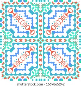 Ornamental talavera mexico tiles decor. Creative design. Vector seamless pattern elements. Red gorgeous flower folk print for linens, smartphone cases, scrapbooking, bags or T-shirts.