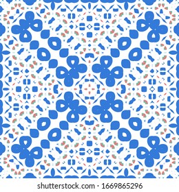 Ornamental talavera mexico tiles decor. Graphic design. Vector seamless pattern flyer. Red gorgeous flower folk print for linens, smartphone cases, scrapbooking, bags or T-shirts.