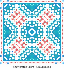 Ornamental talavera mexico tiles decor. Creative design. Vector seamless pattern elements. Red gorgeous flower folk print for linens, smartphone cases, scrapbooking, bags or T-shirts.