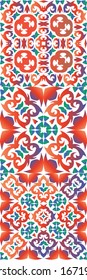 Ornamental talavera mexico tiles decor. Minimal design. Collection of vector seamless patterns. Red gorgeous flower folk prints for linens, smartphone cases, scrapbooking, bags or T-shirts.
