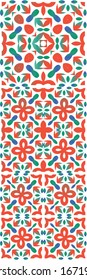 Ornamental talavera mexico tiles decor. Stylish design. Kit of vector seamless patterns. Red gorgeous flower folk prints for linens, smartphone cases, scrapbooking, bags or T-shirts.