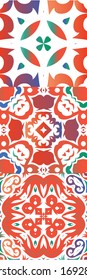 Ornamental talavera mexico tiles decor. Set of vector seamless patterns. Colored design. Red gorgeous flower folk prints for linens, smartphone cases, scrapbooking, bags or T-shirts.